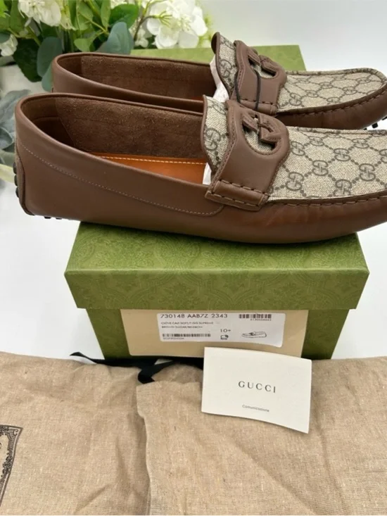 Gucci GG Monogram Brown
Leather Driving Loafers - Picture 5 of 6